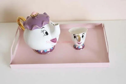 Bule da Disney Fofo Desenho Animado A Bela e a Fera Bules Caneca Sra. Potts Xícara Chip Bules Conjunto de Chá Dropshipping