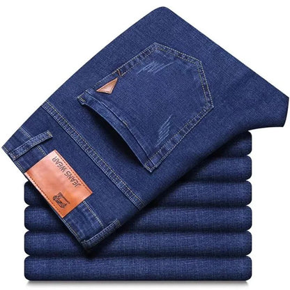 Calça Jeans Masculina de Marca de Luxo Stretch Reta Casual Slim Fit Jeans Masculino Design Clássico de Negócios Calça Tamanho Grande