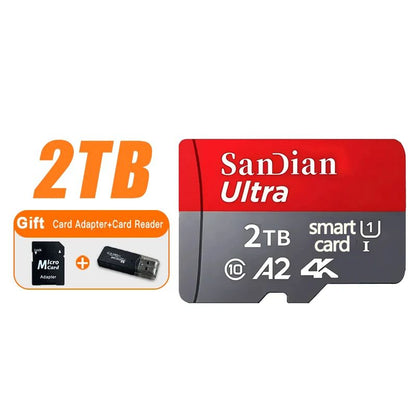 Brand-New SD Cards 2TB Flash Memory Card 128GB High-Speed Micro TF Card 512TB Class10 Mini Memory Card for Phones/PC/Cameras