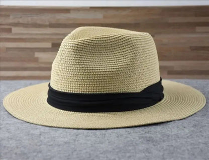 Chapéus de Sol Grandes Oversize para Homens Mulheres Praia Panamá Aba Larga Chapéu de Palha Senhora Chapéus de Sol de Verão Plus Size Chapéu Fedora 55-57cm 58-60cm