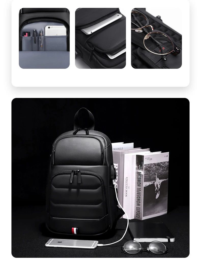 Designer Crossbody Bags for Fashion Shoulder Bags USB Charging Messenger Sling Bag Chest Bag Oxford Single Shoulder Strap Pack