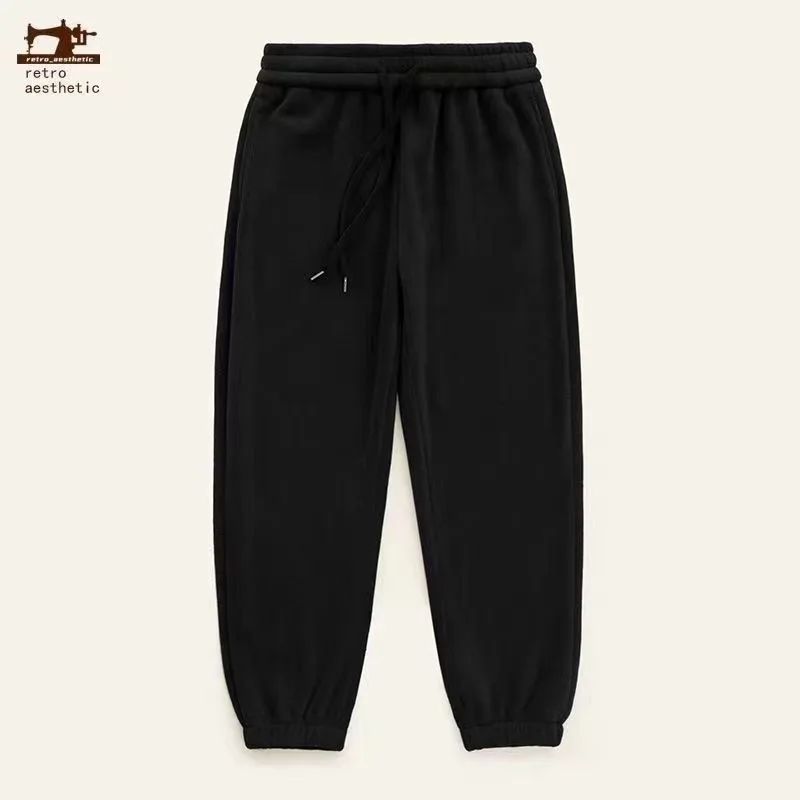 Double-Sided Zippered Fleece Pants For Men Thickened Winter Warm Sweatpants Casual Loose Fit Outerwear Trousers