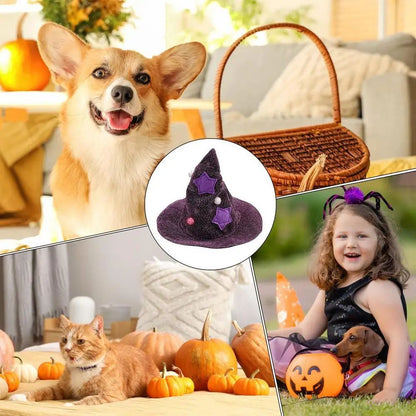 Fantasia de Gato de Halloween, Roupa de Gato Confortável de Bruxo, Fantasia de Cachorro de Bruxa, Capa de Gato, Chapéu de Bruxa, Roupa de Halloween para Cães e Gatos P/M