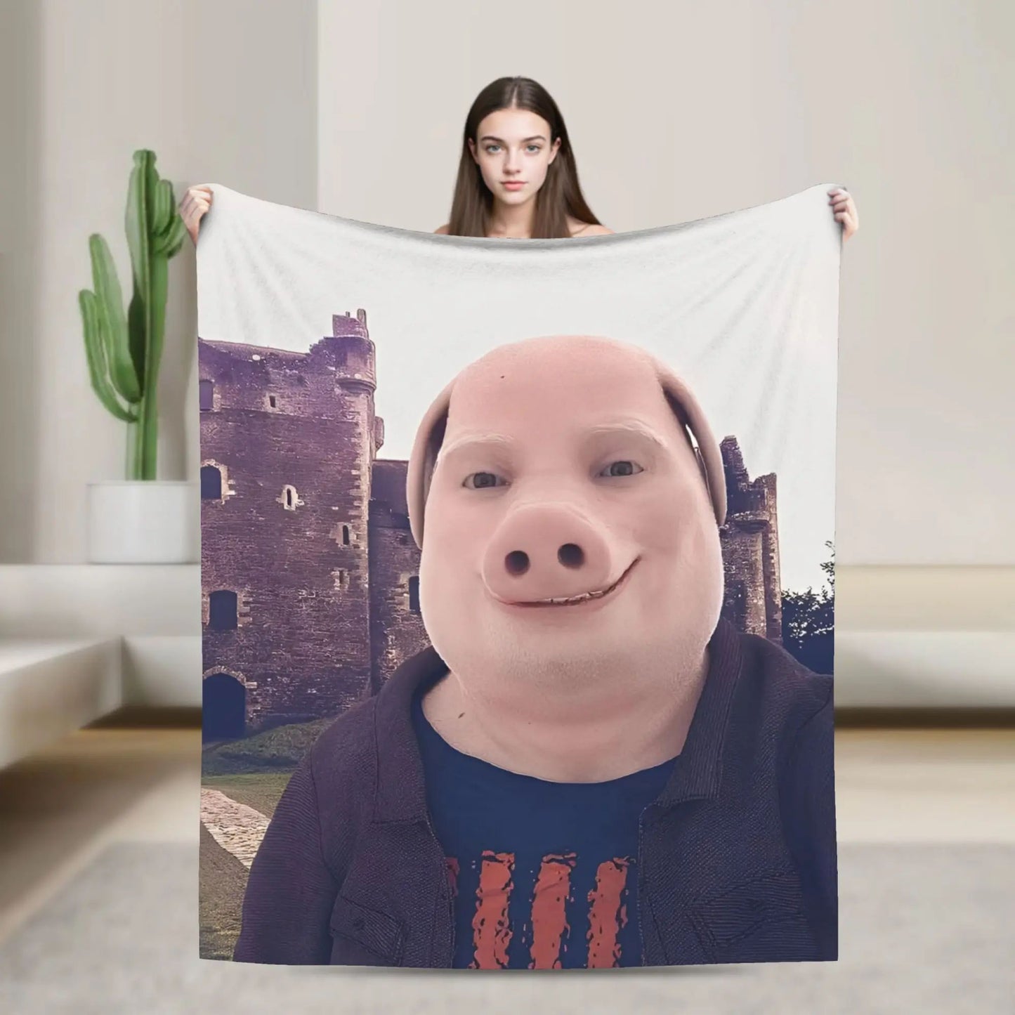 Super Soft Funny Print Throw Blanket for Bedding Travel Outdoor Use  John Pork Is Calling