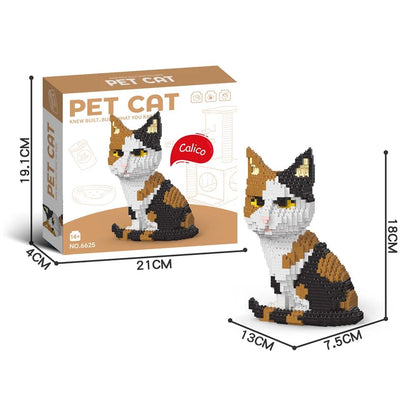 Knew Built Quatro estilos de micropartículas expressivas de blocos de montar de mini-gatos, modelos de laranja e vaca, os favoritos dos entusiastas de animais de estimação