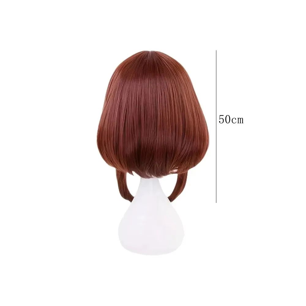 Peruca Curta Castanha Bob Resistente ao Calor para Cosplay da Ochako Uraraka do Anime My Hero Academia