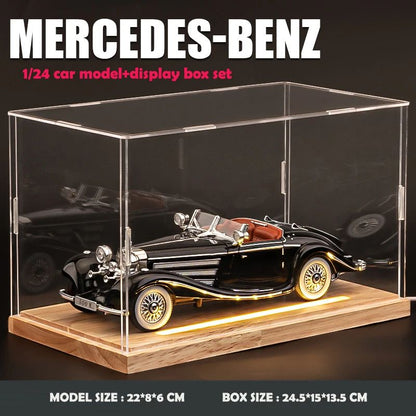 Simulação 1/24 Escala Benz 500K 1936 Clássico Modelo Carro Vintage Com Caixa de Exibição Presente de Aniversário Menino Coleção Miniatura Carro