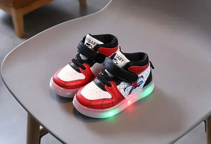 Disney Children's Led Light Shoes Fashion Aoger Spiderman Boys Sneakers Girls Cartton Casual Shoes Breathable Kids Sport Shoes