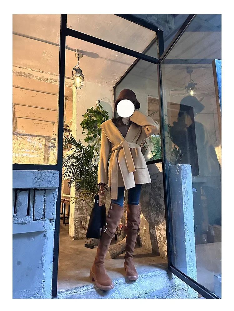 Over The Knee Cowboy Boots Women  Designer Winter Platform Shoes Fashion Fur Suede Wedges Thigh High Boots Motorcycle Shoes 2024