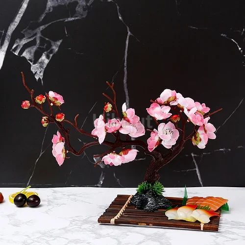 Bandeja de prato para frutos do mar, Barco de Sushi, Plantas de Flores Decorativas, Concepção Artística, Pequeno Ornamento Decorativo, Flor de Pêssego Criativa