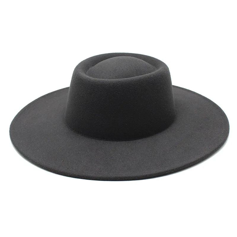 Classic British Style 9.5CM Big Wide Brim Fedora Hat For Women Fashion Autumn Winter Felt Church Hats Wedding Dress Jazz Cap