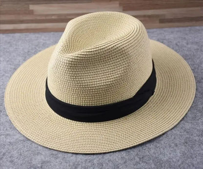 Chapéus de Sol Grandes Oversize para Homens Mulheres Praia Panamá Aba Larga Chapéu de Palha Senhora Chapéus de Sol de Verão Plus Size Chapéu Fedora 55-57cm 58-60cm