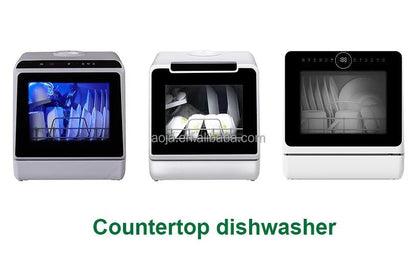 AOJA Portable Mini Dishwasher Compact Countertop Automatic Home Kitchen Appliance Small Space Saving Tabletop Washer Cleaner