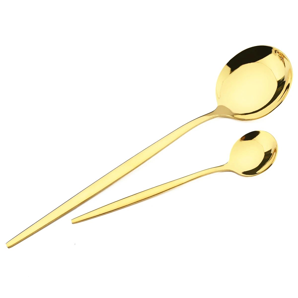 Conjunto de Talheres de Aço Inoxidável Western Dourado com 6 Peças de Colher de Concha, Colher de Jantar, Colher de Sopa, Talheres de Cozinha