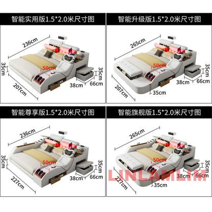 Linlamlim Modern MULTIFUNCTIONAL Tech SMART BED 2 People | FUTURISTIC FURNITURE | Ultimate Massage Tatami Genuine Leather Beds
