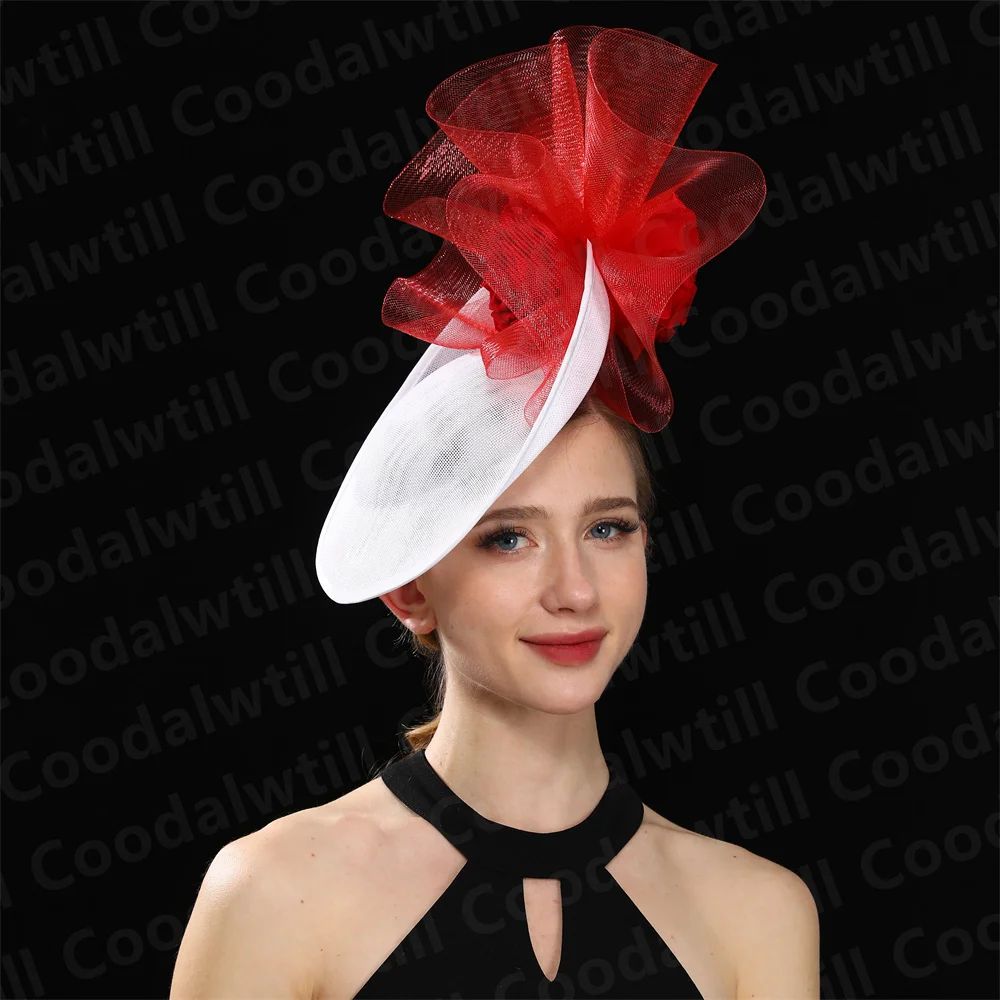 Fascinator Feminino Azul Marinho Chic Chapéu Elegante para Royal Ascot Millinery Noiva Casamento Coquetel Acessórios de Cabelo Véus e Acessórios para Cabeça