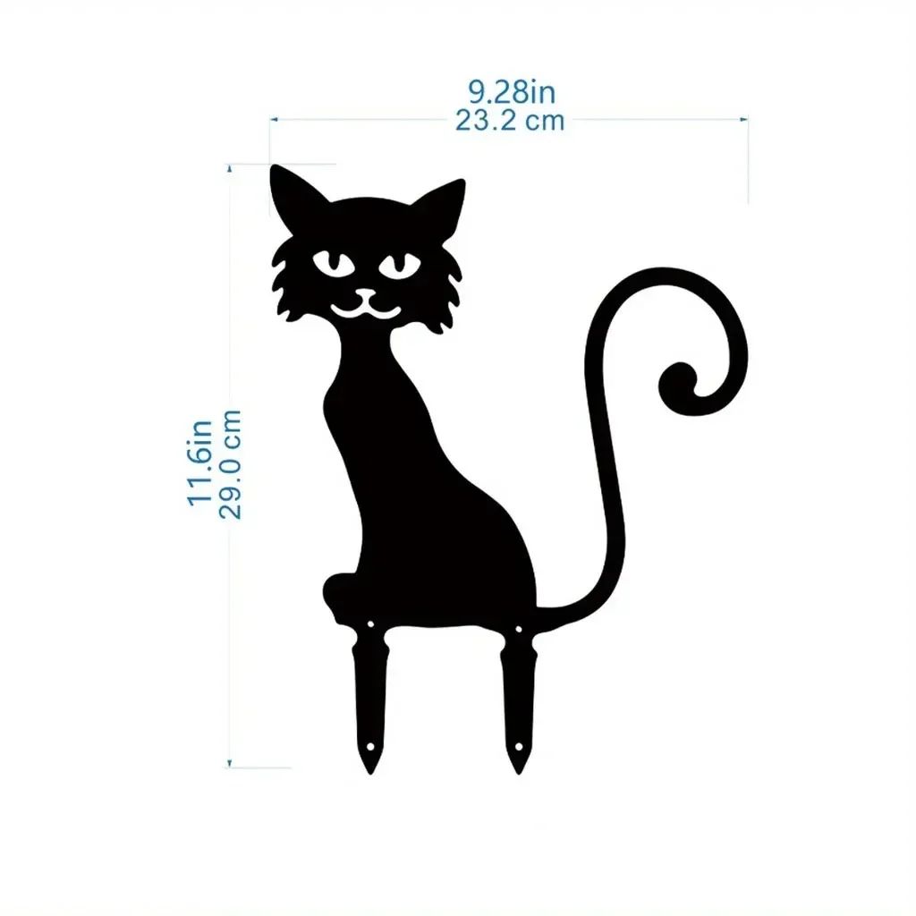 Exclusive Cute Cat Garden Decorative Silhouette - Tiki-Inspired Cat Family Garden Stakes | Perfect Outdoor Statues for Garden