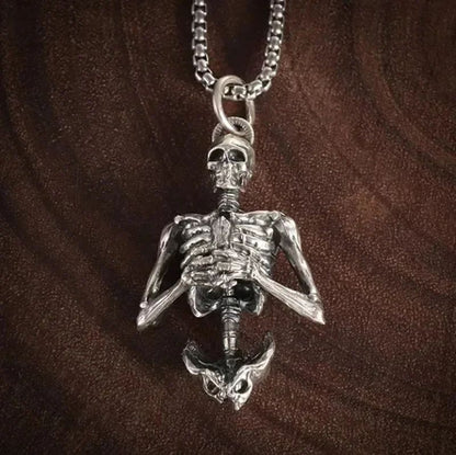 Colar com Pingente de Caveira Masculina Estilo Punk - Vintage, Criativo, Hip Hop, Personalizado, Joia para Festas