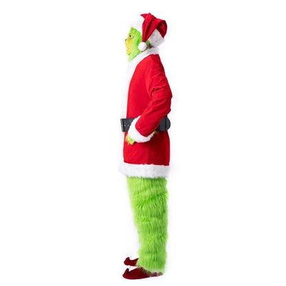 Santa Claus Costume Set Christmas Party Prom Adult Role Playing Green Monster Shaggy Halloween Cosplay Suit Gloves Mask