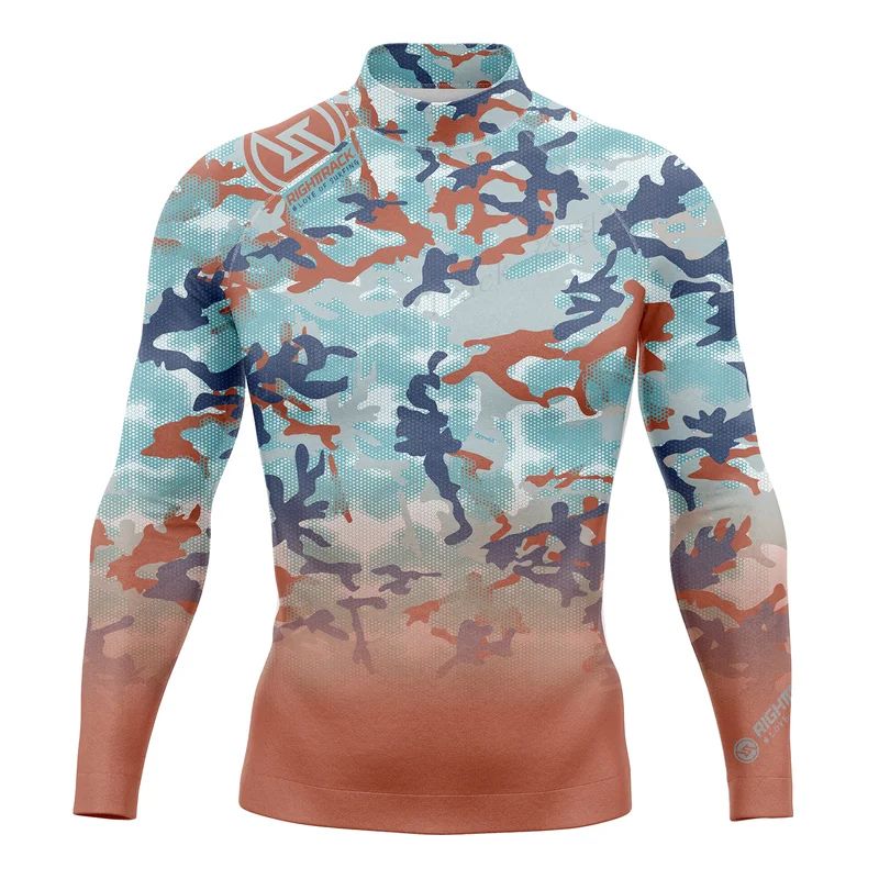 HotSale Men's Surfing Shirt Camouflage Lycra Rashguard RIGHTTRACK For Surf Sportswear Beach UV Swimwear UPF50  Clothes