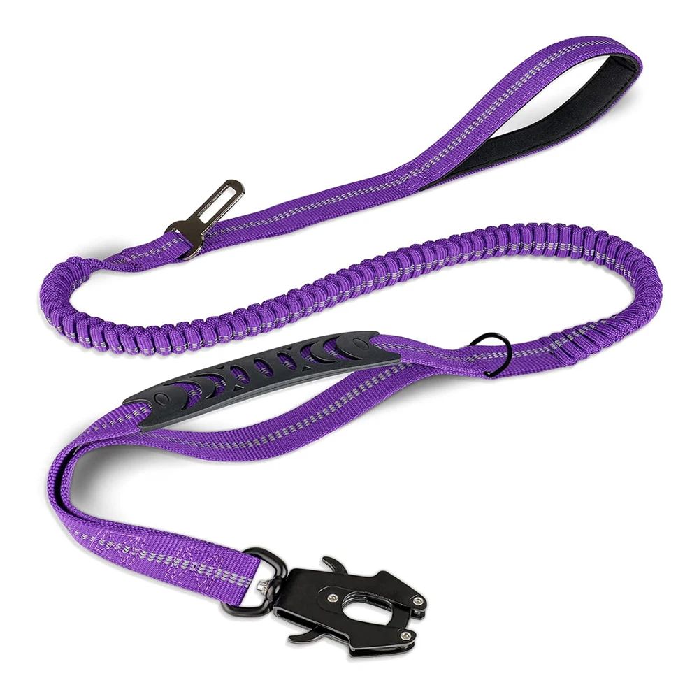 Coleiras para Cães Refletivas com Amortecedor e Cinto de Segurança para Carro para Cães Grandes Coleira de Cachorro Tática Resistente sem Puxar com Elástico