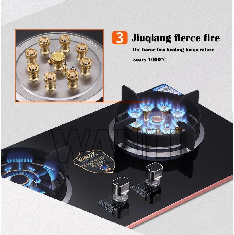 Home Electric Household Embedded Desktop Energy-Saving Induction Cooker Natural Gas Liquefied Gas Stove Double Stove Eye Tempere