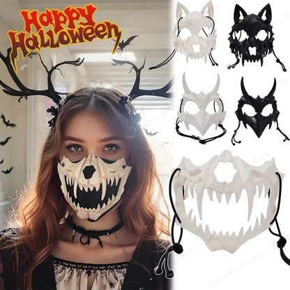 Halloween Half Face Mask Popular Dragon God Fierce Tiger Night Dog Man Wolf Costume Skull Performance Mask Mask Deadpool Terror