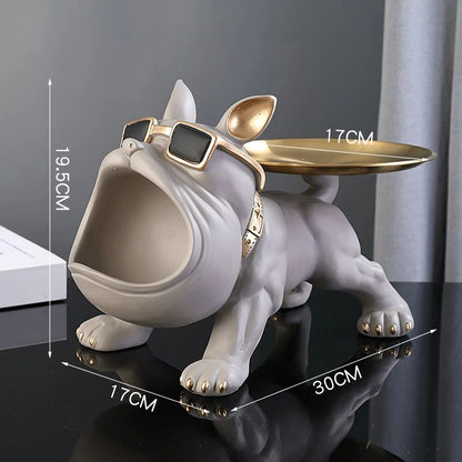 Estatueta de Bulldog para Decoração de Casa de 30cm, Estátua de Cachorro, Caixa de Armazenamento, Ornamento Animal, Artesanato de Resina, Escultura de Arte, Estatueta de Cachorro para Casa
