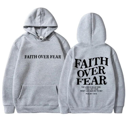FAITH OVER FEAR Print Hoodies for Men Women Casual Long Sleeve Hooded Sweatshirts Hip Hop Harajuku Hoodie Y2k Men Tops Hoodie