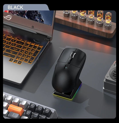 Attack Shark X6 PAW3395 Bluetooth Mouse,2.4 Tri-Mode Connection, RGB Touch Magnetic Charging Base, Macro Gaming Mouse