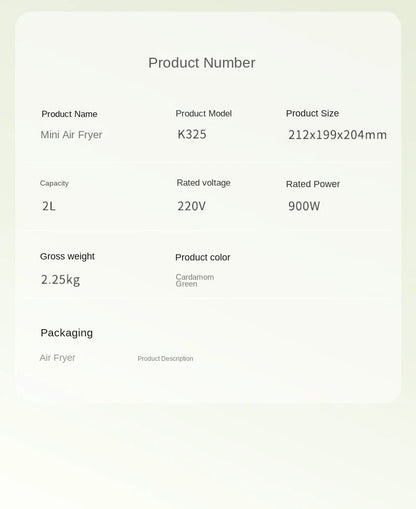 Pandajojo mini air fryer 2L home dormitory low-power oven fully automatic oil-free electric frying in one air fryers  air fryer