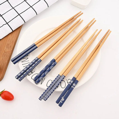 5 Pares de Hashis de Bambu Japoneses para Sushi Antiderrapante Utensílios de Mesa Reutilizáveis para Hot Pot Hashis Chineses Ferramentas de Cozinha