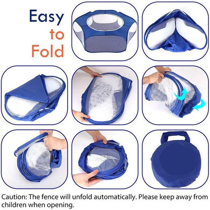 Cercado Portátil para Pequenos Animais Gaiola Transparente para Gatos e Cães Tenda Pet Cercadinho Dobrável Aberto Para Cães Hamsters Coelhos Porquinhos-da-Índia