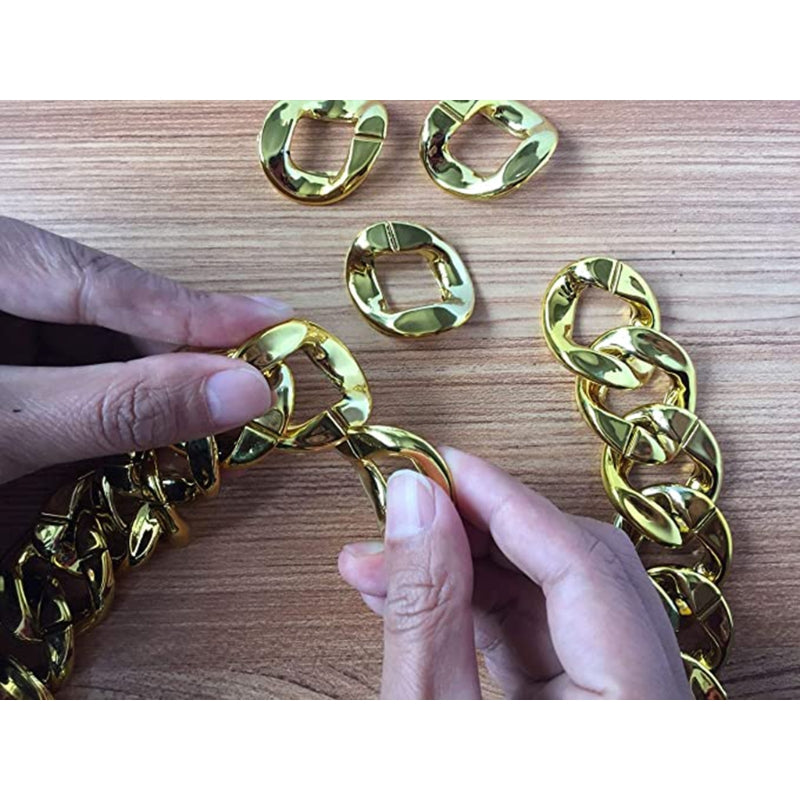 Hip Hop Gold Color Big Acrylic Chunky Chain Necklace For Men Punk Oversized Large Plastic Link Chain Men's Jewelry