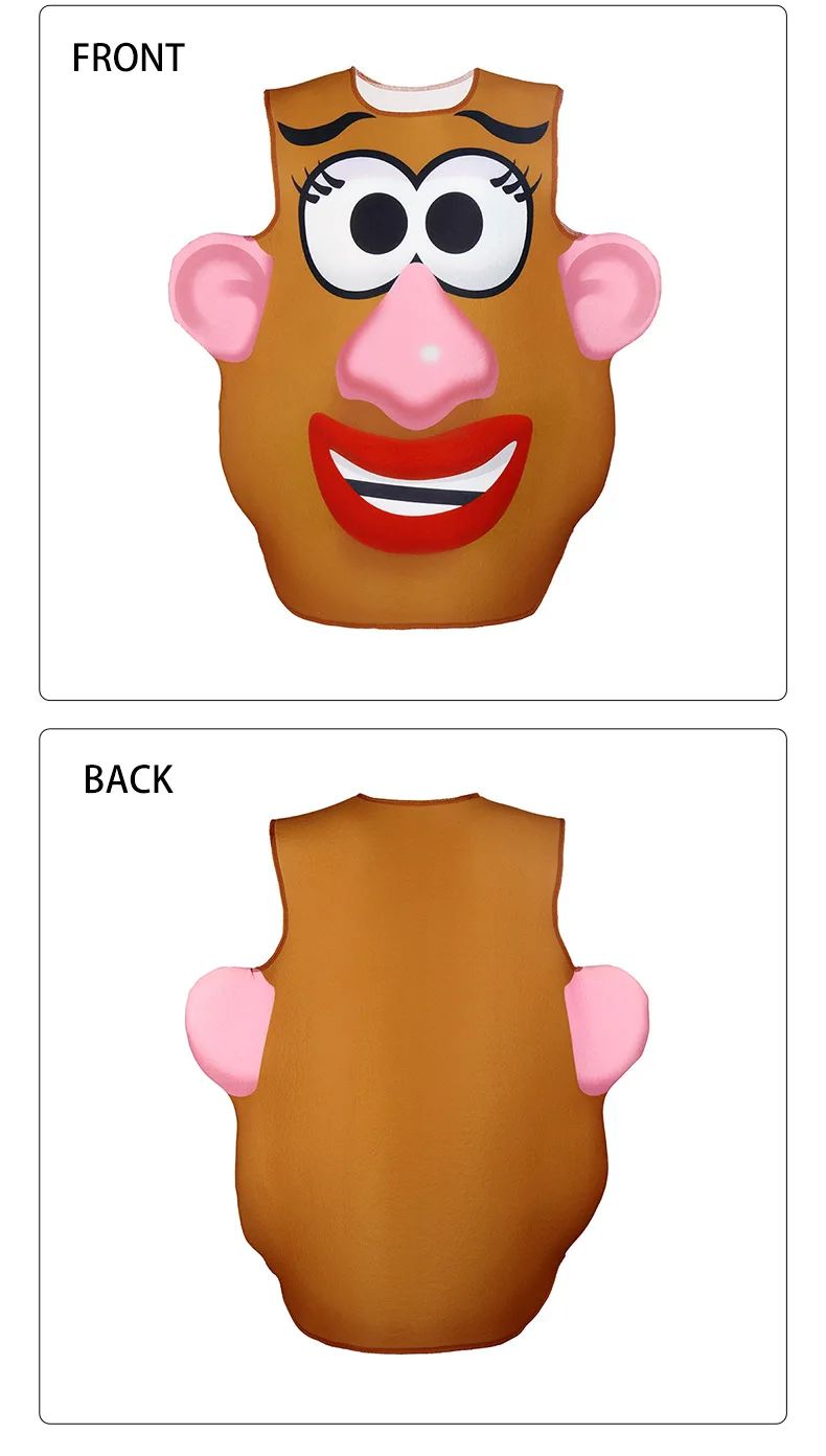 Funny Potato Head Costume Mr. and Mrs. Potato Head Matching Outfit Halloween Cosplay Tunic Couple Carnival Party Disguise Wear