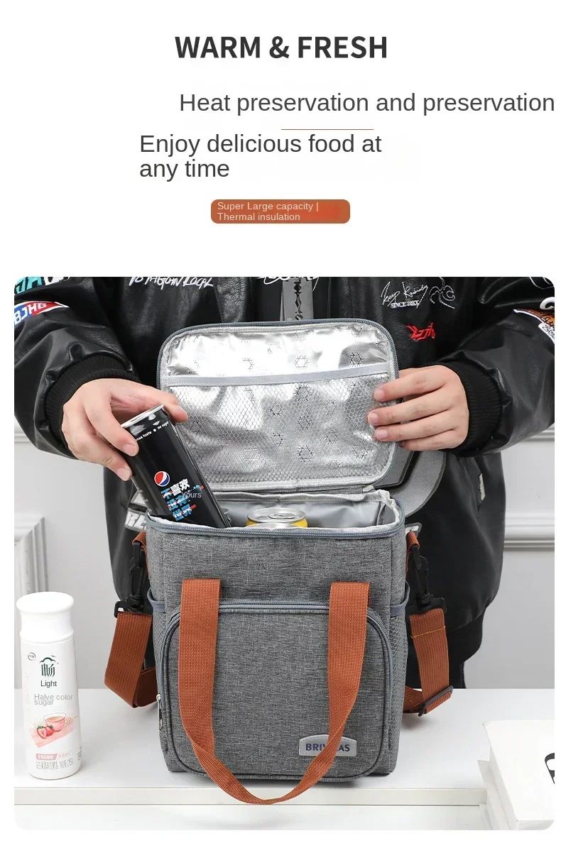 Large Capacity Lunch Bag Thermal Insulation Thickened Waterproof Bags Portable With Handle Crossbody Bag Waterproof Oxford Cloth