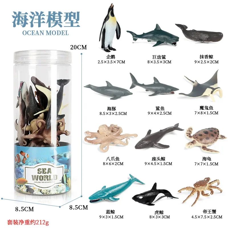 Mini Modelo Animal Fazenda de Vida Selvagem Aves Dinossauro Oceano Conjunto Animais da Planície Crocodilo Pinguim Insetos Brinquedos Micro Modelo Balde