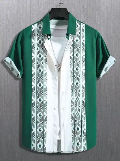 Summer Hawaiian Vintage Floral Print Men's Short Sleeved Women's Blouses Beach Shirts Lapel Casual Button Shirt Men Clothes