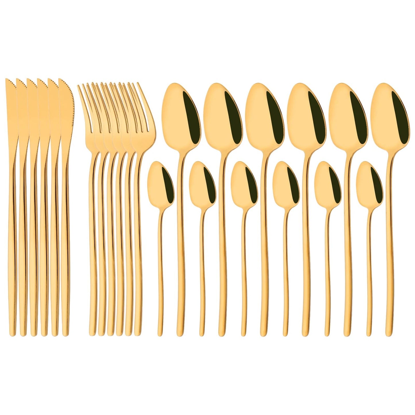 24Pcs Stainless Steel Dinnerware Set Kitchen Fork Spoon Knife Dinner Cutlery Set White Silver Western Flatware Tableware Set