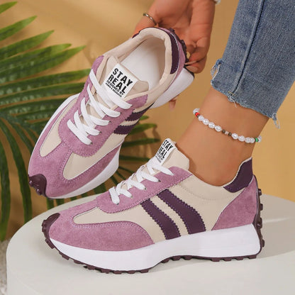 Spring Thick Bottom Women Sneakers 2025 Summer Casual Patchwork Leather Sneakers Women Outdoor Casual Comfortable Shoes Ladies