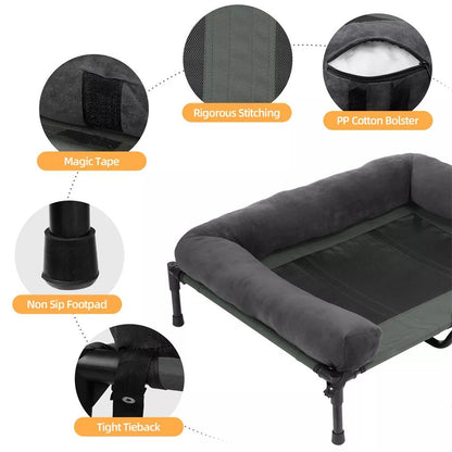 BINGOPAW Cama Elevada para Cães ao Ar Livre, Cama Reclinável Refrescante para Animais de Estimação com Estrutura Elevada e Tecido de Malha, Cama para Dormir em Acampamento com Almofada Removível