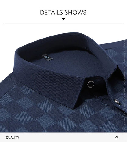 BROWON Polo Shirts for Man Autumn Business Slim Fit Long Sleeve T Shirt Men 2025 New Casual Loose Pullover Plaid Men Tops & Tees