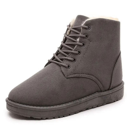 2025 Women Winter Snow Boots Warm Flat Plus Size Platform Lace Up Ladies Women's Shoes New Flock Fur Suede Ankle Boots 36-42