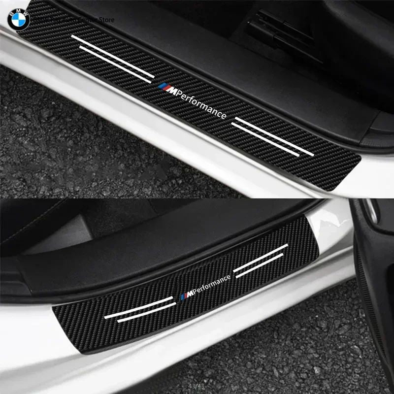 Car Door Automobile Scraper Protection Universal Pedal Protection Sticker Carbon Fiber Grain Automobile Threshold Strip For BMW