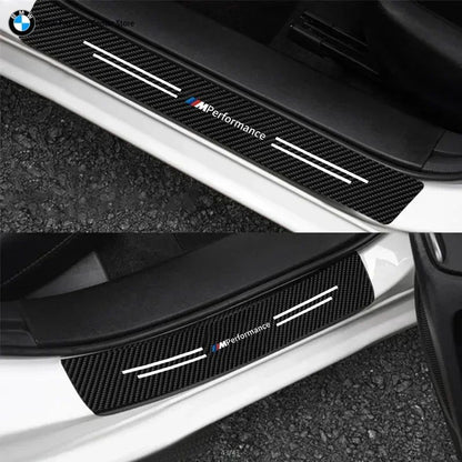 Car Door Automobile Scraper Protection Universal Pedal Protection Sticker Carbon Fiber Grain Automobile Threshold Strip For BMW