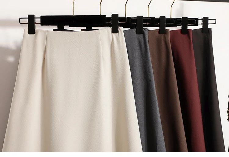 A-Line Mini Skirt High Waist Mid Length Skirts Women's Slimming Black Autumn Elastic Waist Design Solid Color Versatile Skirt