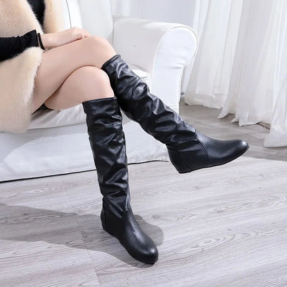 Flat Shoes Spring Autumn Women High Boots Long Western Cowboy Boots Women Footwear Large size 35-43 2024 Mid-Calf Boots Women
