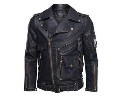 fashion Winter Winter Mens Leather Jacket Men Fashion Motorcycle PU Leather Jacket Cool Zipper Pockets Leather Coats Clothing