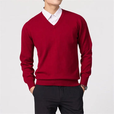 Wool Men's Sweaters V-neck Pullovers Cashmere Knitting Hot Sale Spring Autumn Sweaters Knitwear High Quality Jumpers Clothes