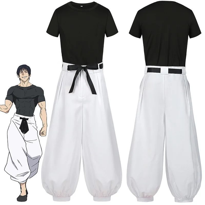 Jujutsu JJK Manga Anime Fushiguro Toji Satoru Gojo Cosplay Costume Wig T-shirt Pants Rose Net Halloween Christmas Gift